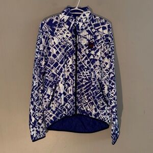 Vintage InSport High-Visibility Reflective Silver & Blue Running Jacket — Size M